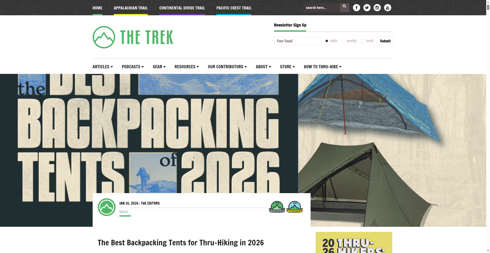 The Long-Distance Perspective - Thru-hiker or PCT/CDT/AT blogger reviewing tents after 1000+ miles