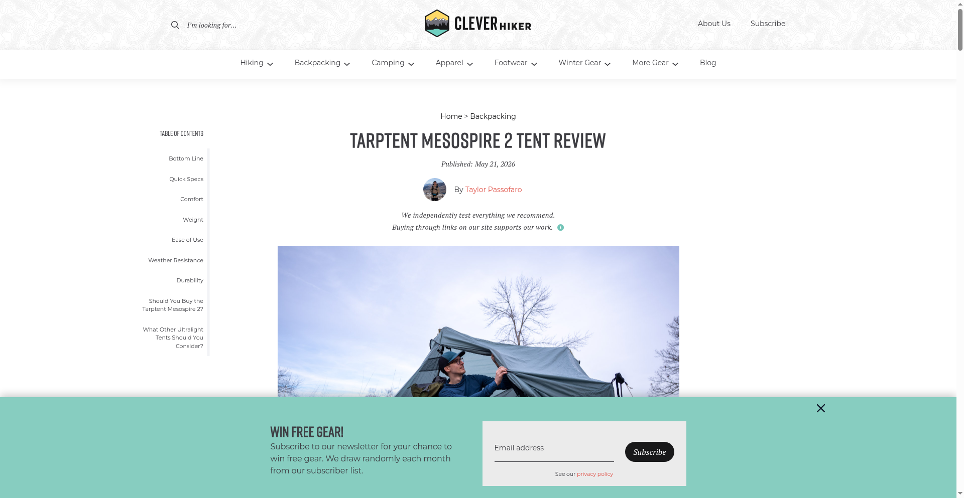 The Cottage Industry Insider - Specialist reviewer covering small-batch makers (HMG, Zpacks, Tarptent)