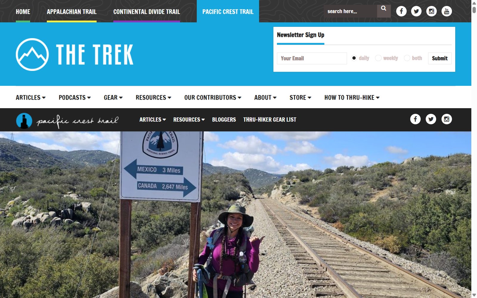 Screenshot of The Trek PCT Blogger Directory